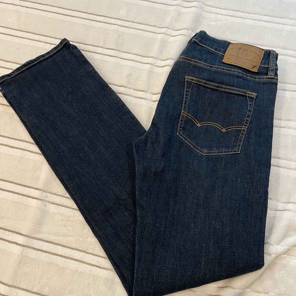 Men’s American Eagle, Blue Original Straight Jeans Classic 30x36 ACTIVE FLEX